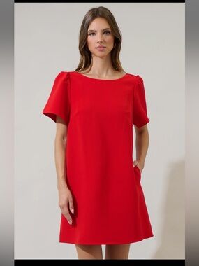 Sugarlips Urania Bow Shift Mini Dress red size 2x